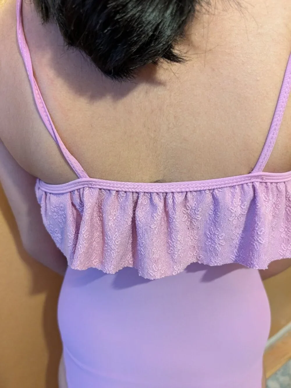 Sleeveless Ruffled Lavender Girls Bathing Suit 12/13